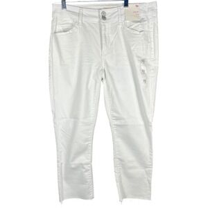 SO Cropped Jegging Juniors 13 White Low Rise Raw Hem Stretch Denim Pants
